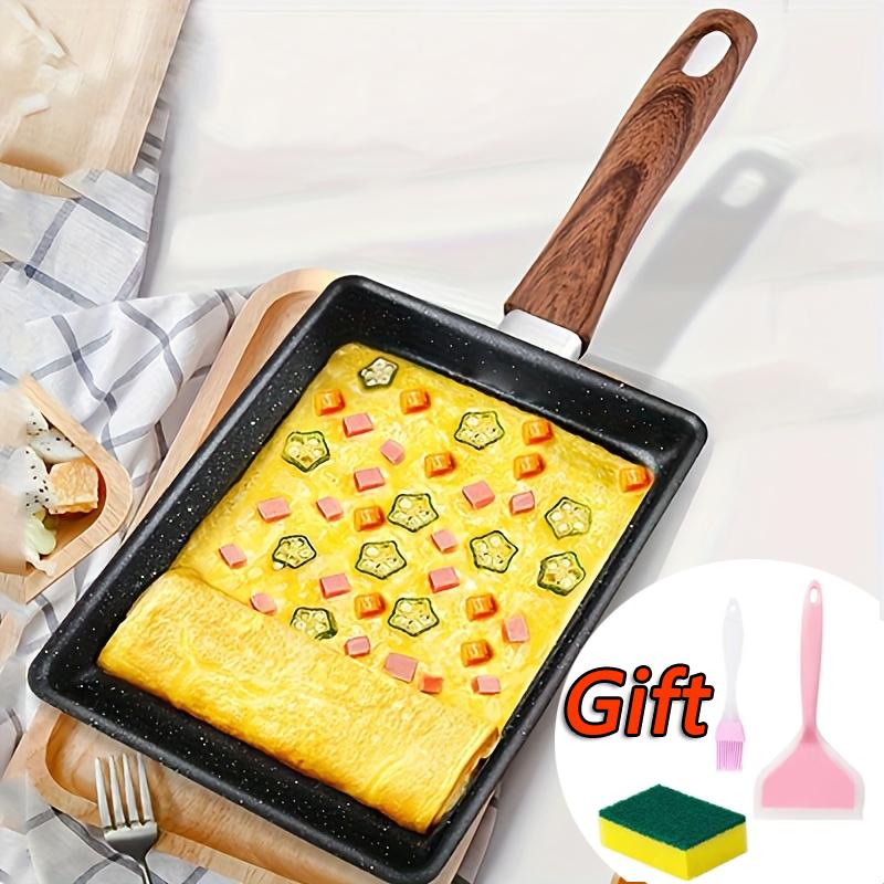 1 set Japansk omelettpanna Nonstick Rektangel Platt botten Matlagningsredskap Pannkaka Biff Tjock Äggstuvning Yuzi Rostade Stekpannor
