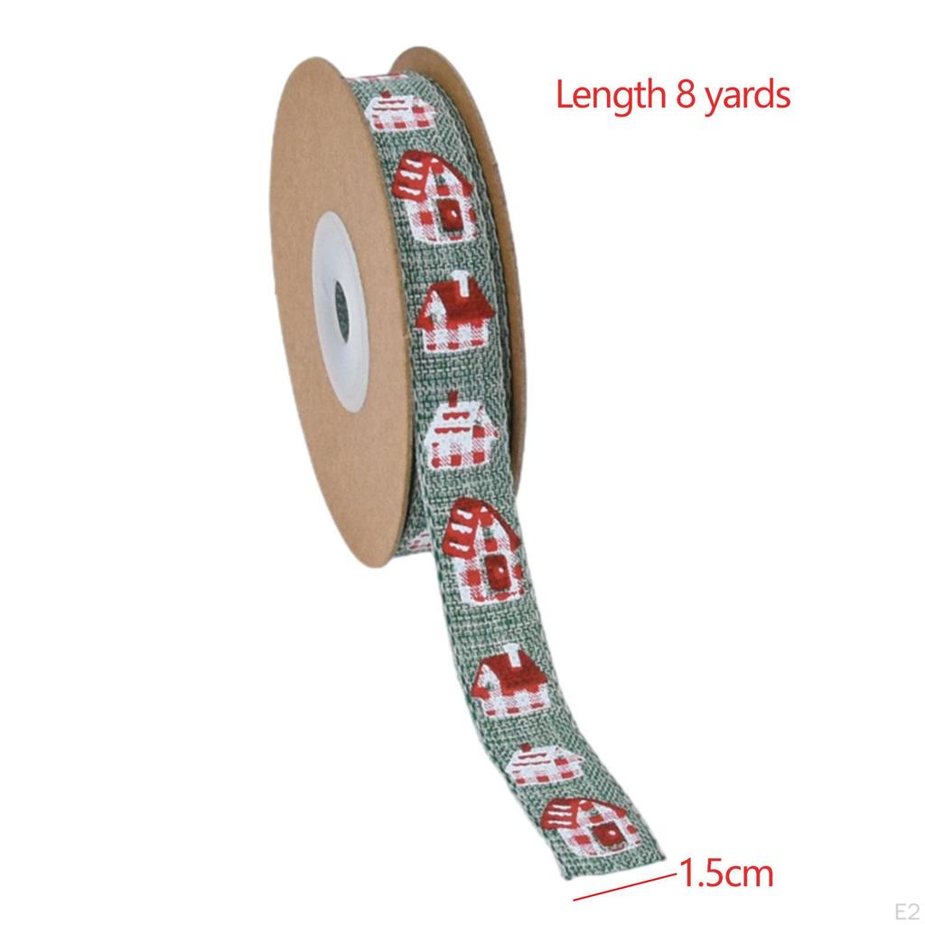 8 Yard Christmas Ribbon DIY Classic Width 1.5cm Portable Xmas Decor Gift Wrapping for
