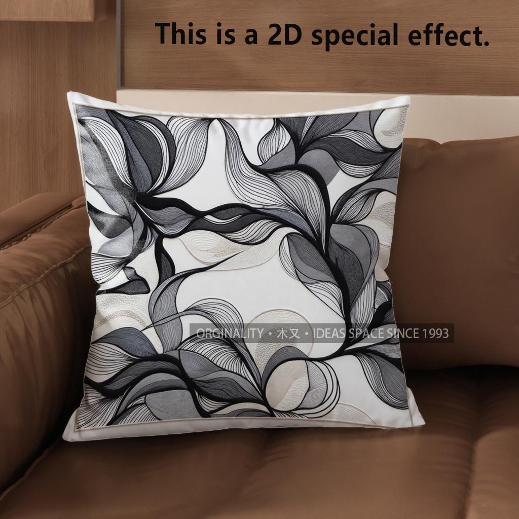 2D Abstract Black And White Pattern Pillow Covers Pattern Cushion Cover Suitable For Sofa Bedroom Car Pillow Cover