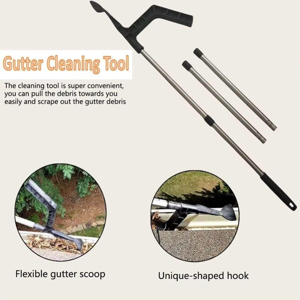 Telescopic Portable Gutter Cleaning Brush Leaf Roofing Detachable Guard  Clean Behind Skylights