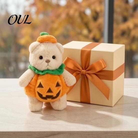 Plush Doll for Toddlers Halloween Pumpkin Bear Toy, Soft Stuffed Animal Kids, Cute Gift Kids Huggable Pillow Fall Holiday Home Decor Skin Friendly Toy