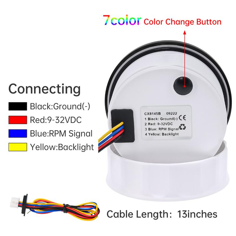 85mm Analog Pulse Speedometer Gauge with Holzer Sensor 7 Color Light Speed Meter Pulse Signal for Car Boat Marine 12V 24V