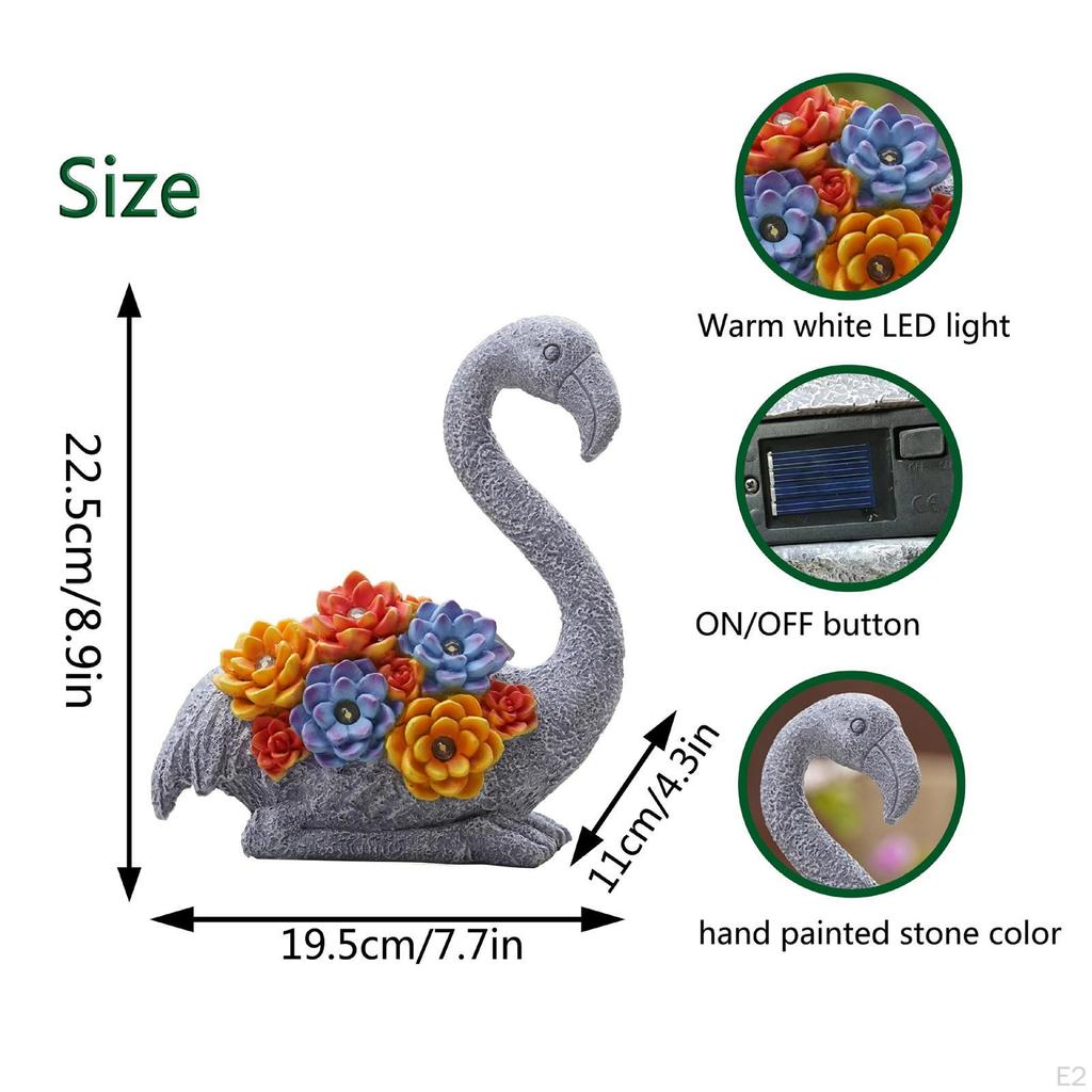 Garden Solar Statue LED Lights Lawn Ornament Home Decor Nightlight Landscape Outdoor Flamingo