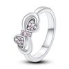 2023 Fashion Silver Plated Princess Tiara Crown Sparkling Love Heart Rings for Women Jewelry Anniversary Gift