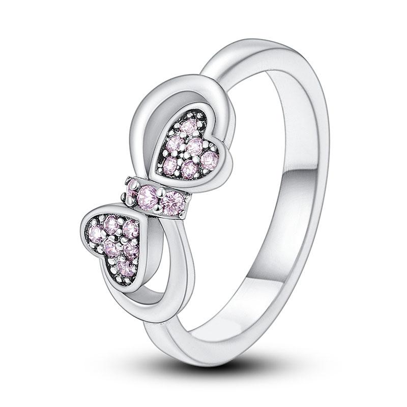2023 Fashion Silver Plated Princess Tiara Crown Sparkling Love Heart Rings for Women Jewelry Anniversary Gift