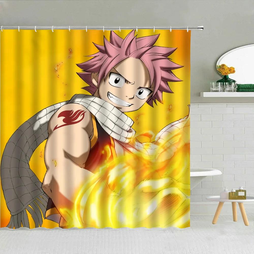 Fairy Tail Korallen Duschvorhänge für Badezimmerduschen Faltbare Trennwand Badvorhang Zubehör Schlafzimmer Wasserdichtes Gewebe.