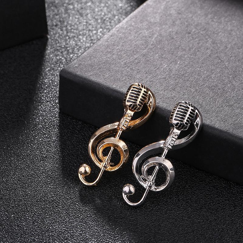 Music Note Microphone Brooches Fashion Metal Pins Special Badge for Women Men Student Musician Backpack Lapel Pin Jewelry