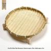 Handmade Bamboo Woven Basket Set - Round Winnowing Basket and Snack Plate for Hotel or Restaurant Use