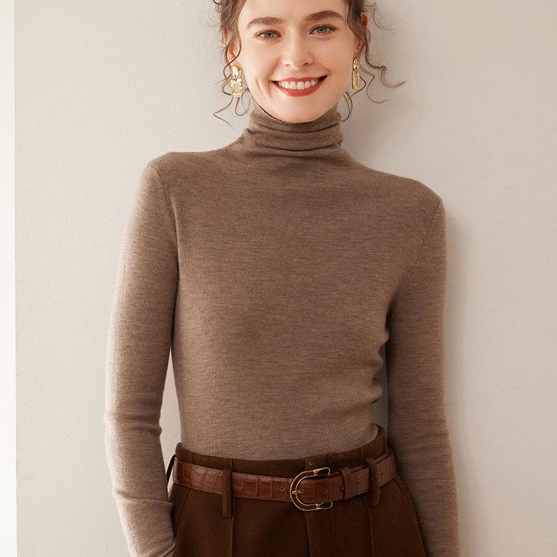 Women's Fine Wool Cashmere Turtleneck Sweater - Autumn/Winter 2025 Collection, Slim Fit Korean Style Knitwear