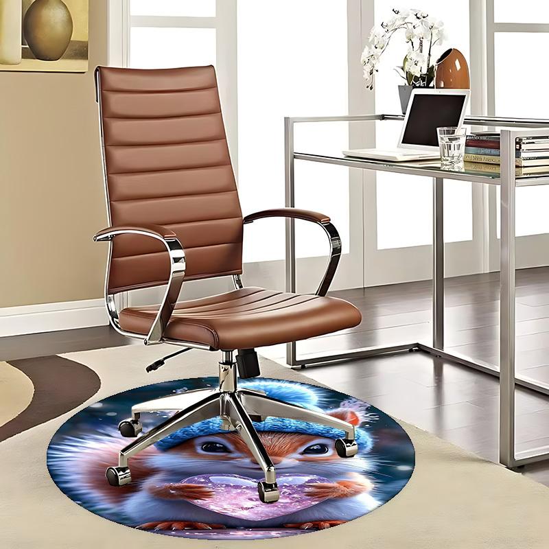 

1pc Anime Squirrel with Heart Round Carpet - Office Chair Mat, Non-Slip Rug for Home Decor, Seasonal Gift D008 80cm by 80cm
