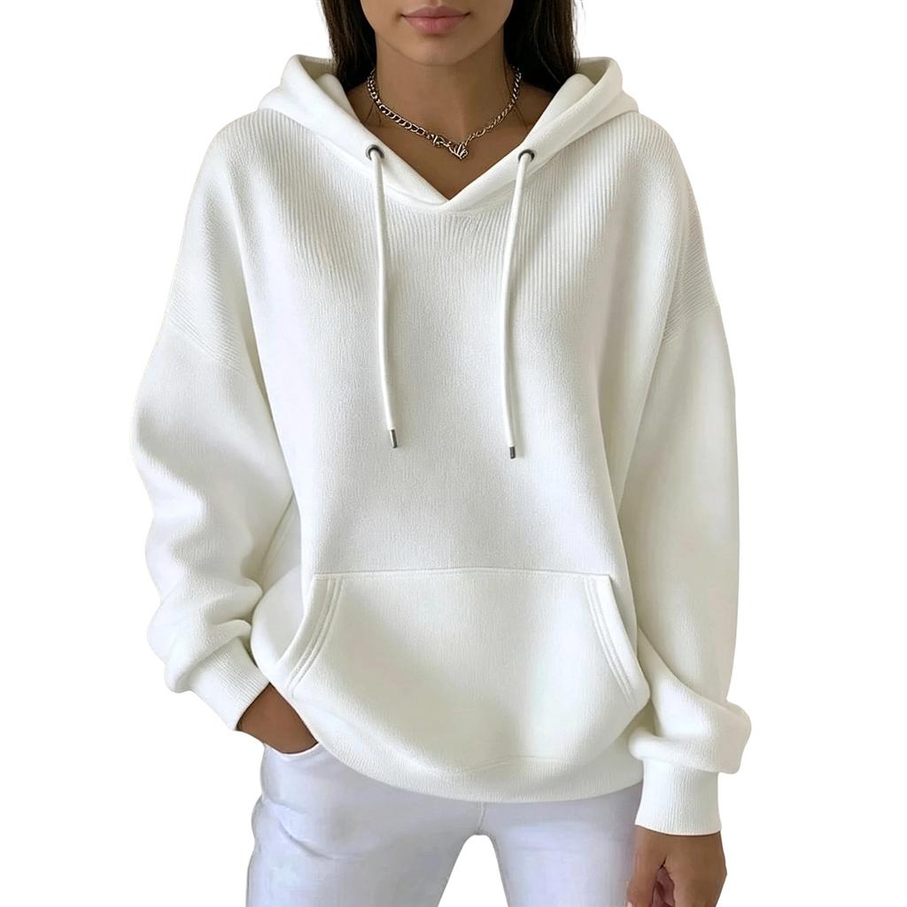 Women's Casual Trendy Hoodie Long Sleeve Color Pullover Sweatshirt