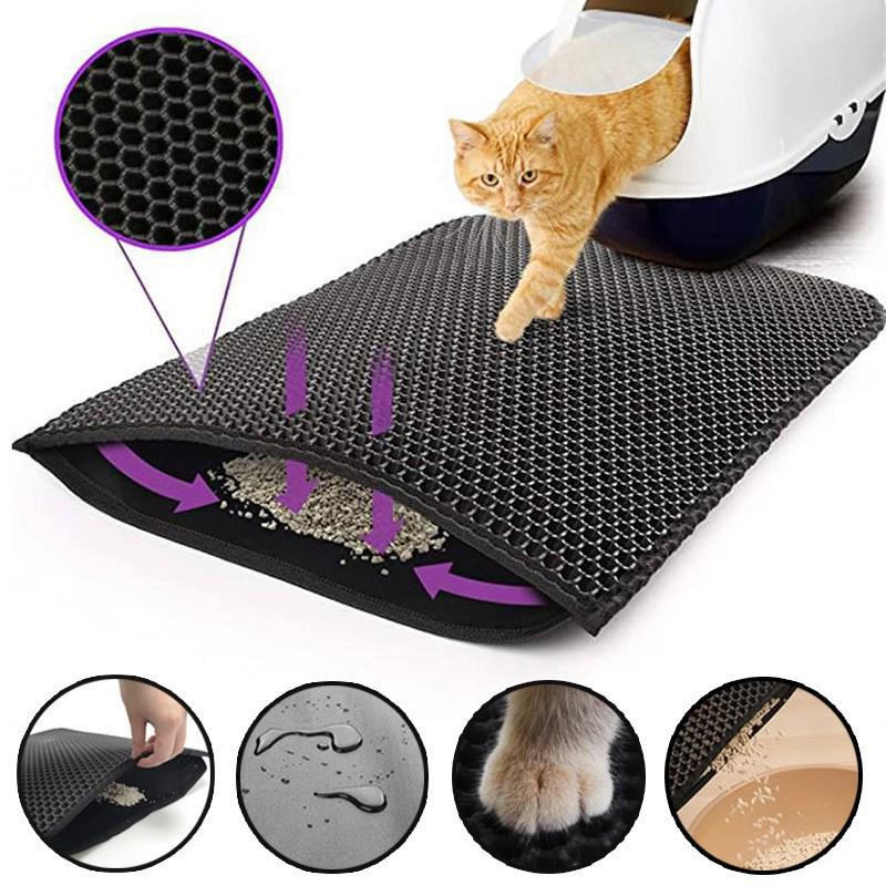 EVA Double Layer Foldable & Washable Cat Litter Mat - Honeycomb Leak-Proof Design