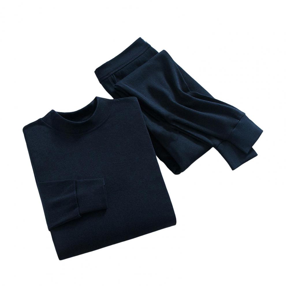 Round Neck Loungewear Mens O-neck Long Sleeve Pajama Collection with Elastic Waist Pants 2 Piece Single Color Homewear for Comfortable