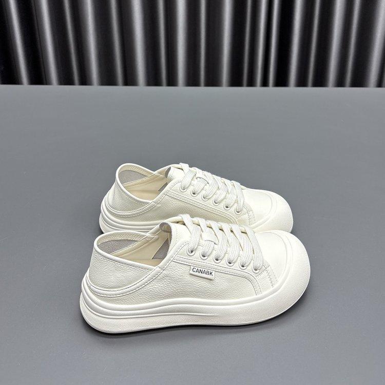 [Counter Version] Two Wear Little White Shoes Women's 2025 Early Autumn New Round Head Platform Cowhide Casual Sports Shoes