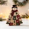 Wooden Holiday Party Decor Quilted Christmas Tree Table Sign, 2D Flat Fabric Patchwork Pattern Desktop Reusable Xmas Sign Ornament, Rustic Farmhouse