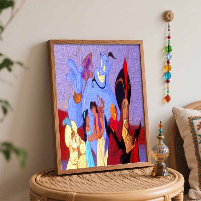 Disney Oil Painting Kit Painting Aladdin Characters Home Bedroom Wall Decor Gift
