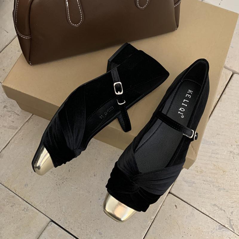 Fashion Bailamos Brand Women Velvet Flat Shoes Square Toe Shallow Soft Ballerina Shoes Ladies Casual Dress Ballet Loafers Classics Mujer