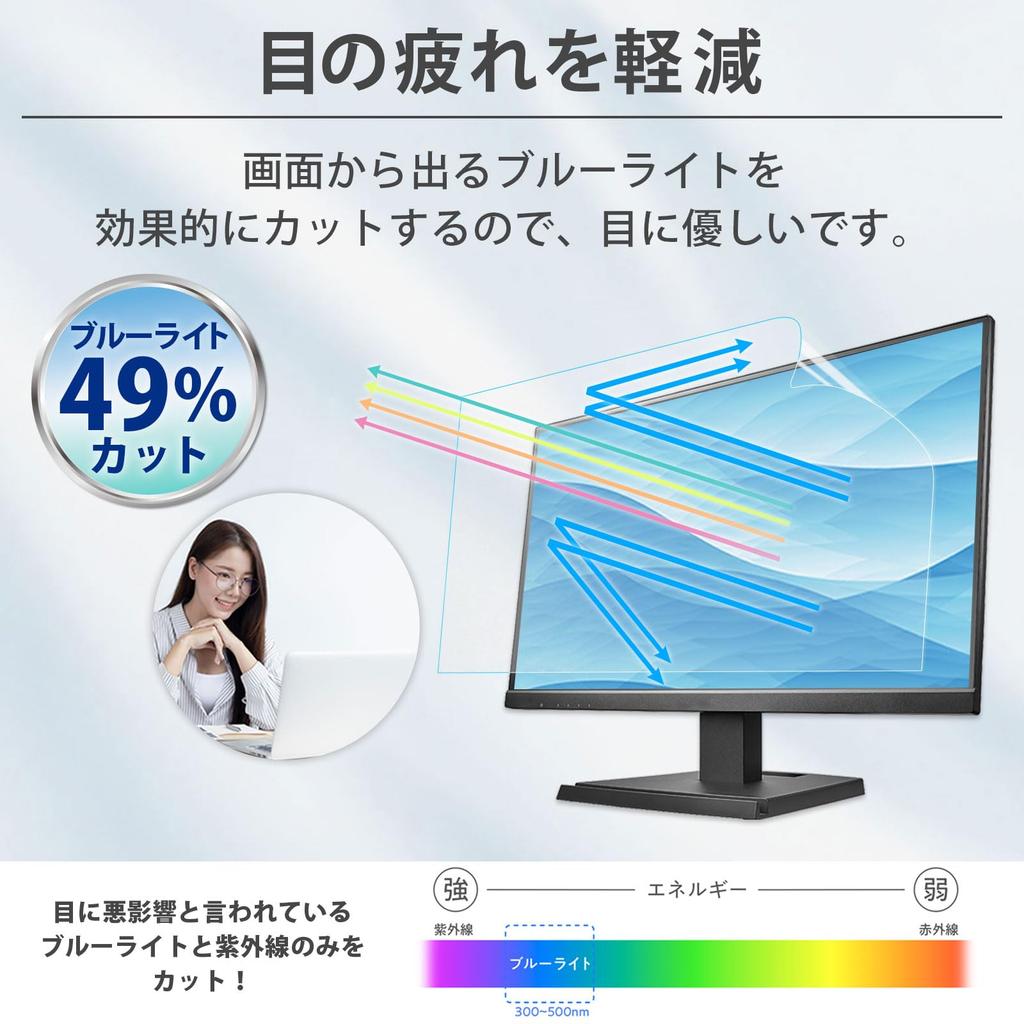 Screen Blue Light Blue Light 27-inch 169 Protector, Blocking, Fingerprint-Resistant, Antibacterial, Blocking, Ultra-Transparent