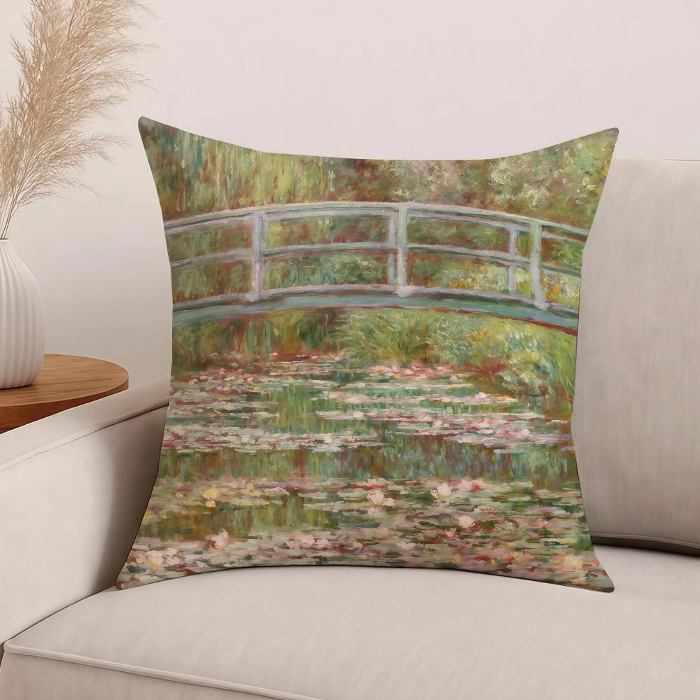 Art Claude Monet Pillow Case Office Cushions Suitable For Sofa Car Bedroom Decorative Cushion Cover