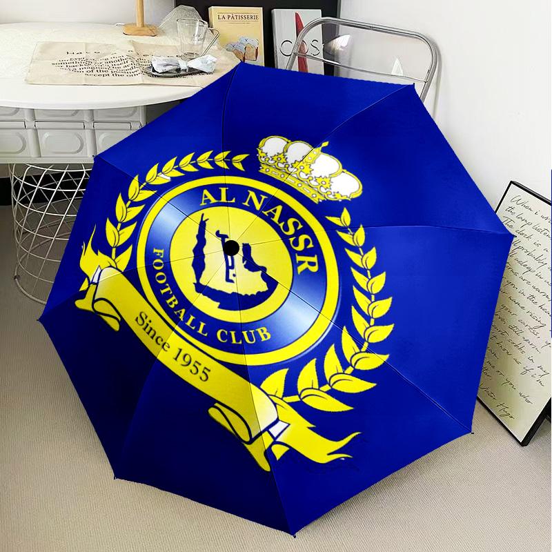 1PC Nassr Football Club Crest Printed Umbrella Folding umbrella, automatic umbrella 8-Frame for Travel, camping Fan gifts Christmas Gifts