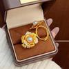 Rose Flower Ring: Gold-tone, Faux Pearl, Diamond Accent, Adjustable Index Finger Jewellery