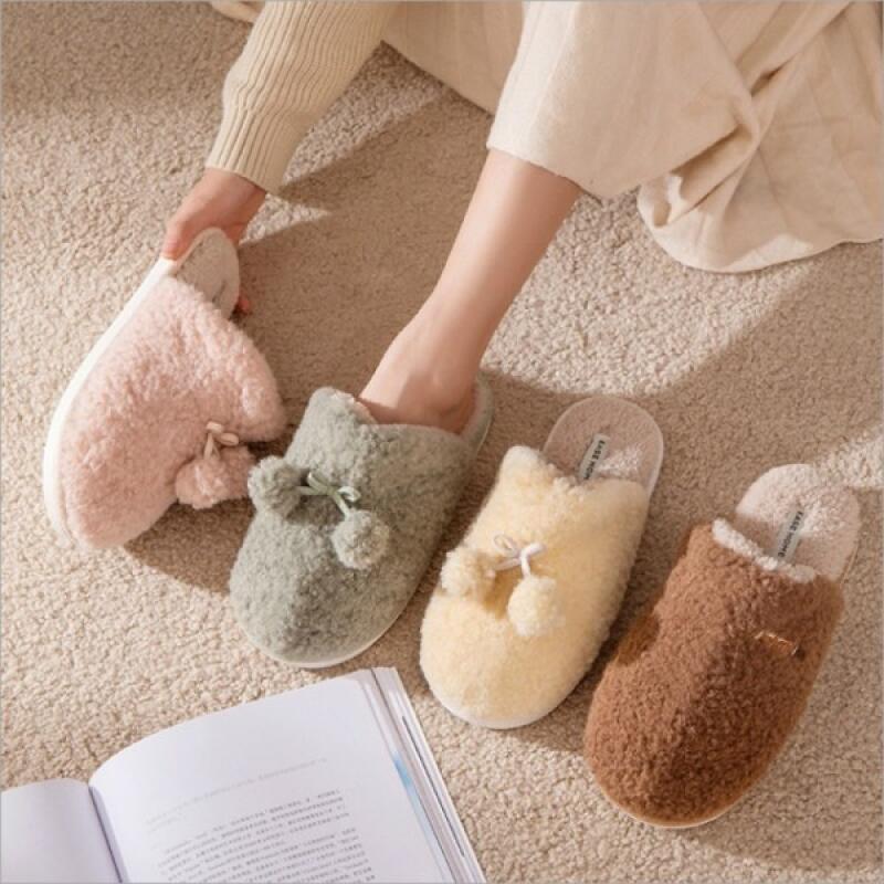 Cherry Bogle Insulated Slippers Indoor Slippers Fur Slippers Insulated Slippers Brown (male)