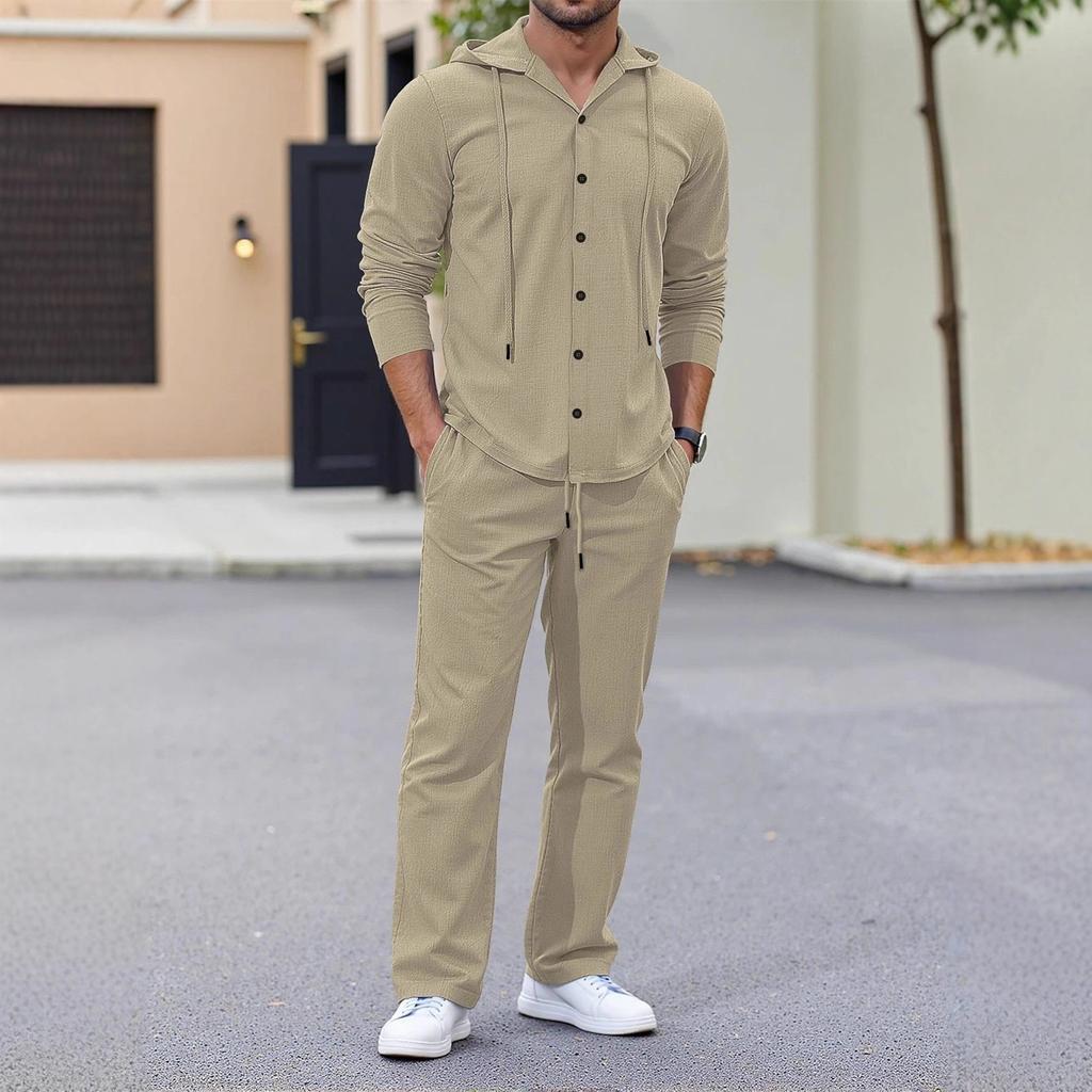 Simple Solid Color New Long-sleeved Hoodie Suit Linen Autumn Loose Casual Cotton Linen Cardigan Shirt