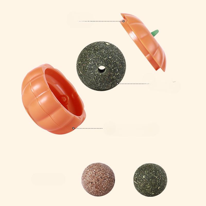 New Cat Toy Pumpkin Catnip Ball Licking Fun Cat Self-pleasure Spinning Ball Amusing Cat Toy Pet