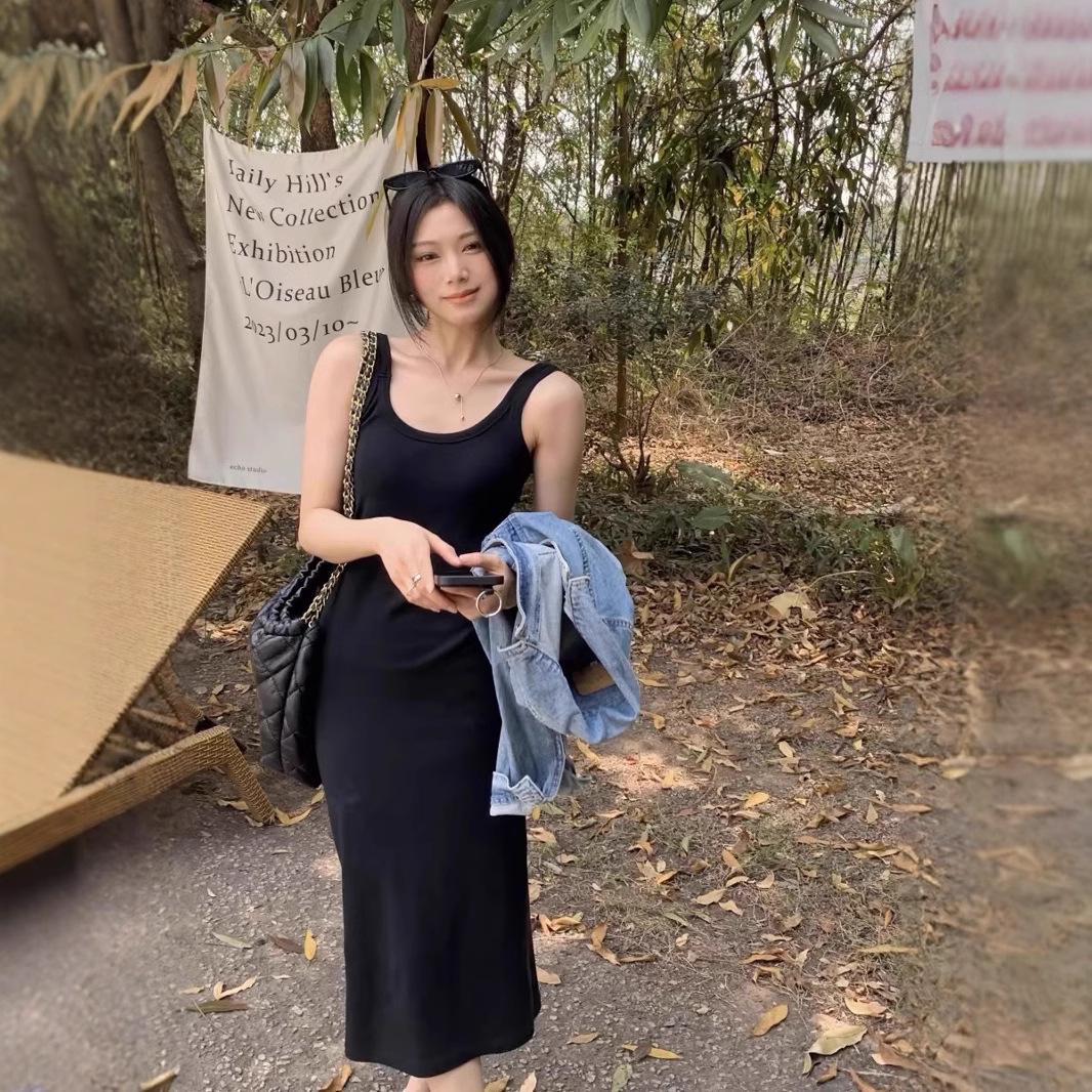 

Plus Size Knee-Length Loose Tank Dress - Summer Style Small чорний