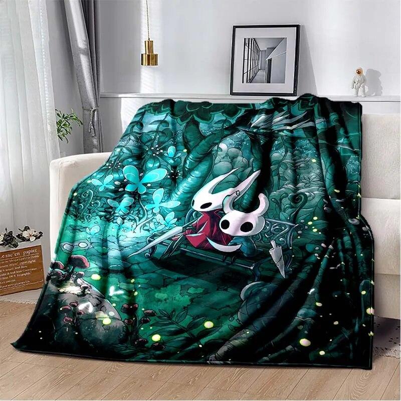 Spill Hollow Knight 3D-trykket Kunst Fleecepledd for Senger Fottur Piknik Tykk Dyne Sengeteppe Fleece Kastepledd