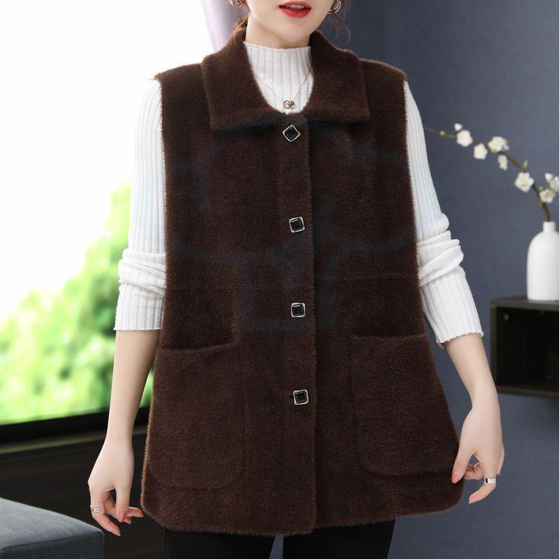 

Жилет из норкового флиса для женщин-матерей, носящих кам-плечо осенью и зимой, имитация больших размеров, кардиган на открытом воздухе с кам-плечом