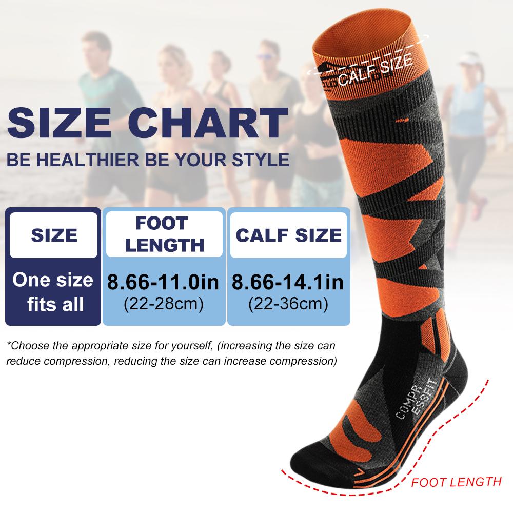1 Pair Ski Socks, Cold Weather Socks for Snowboarding, Snow, Winter, Thermal Knee-high Warm Socks, Hunting