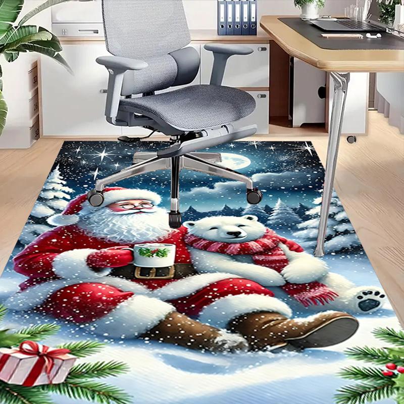 1pc Santa Claus, Polar Bear Carpet Office Rug Outdoor Mat Home Decor Area Carpet Festival Gift Office desk chair carpet
