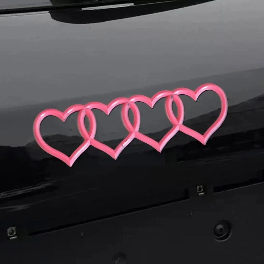 Car Logo Modification Love Four-Ring Rear Tailgate Heart-Shaped Sign Creative Decoration Sticker Suitable for Car Tail Badge Modification Love Tail