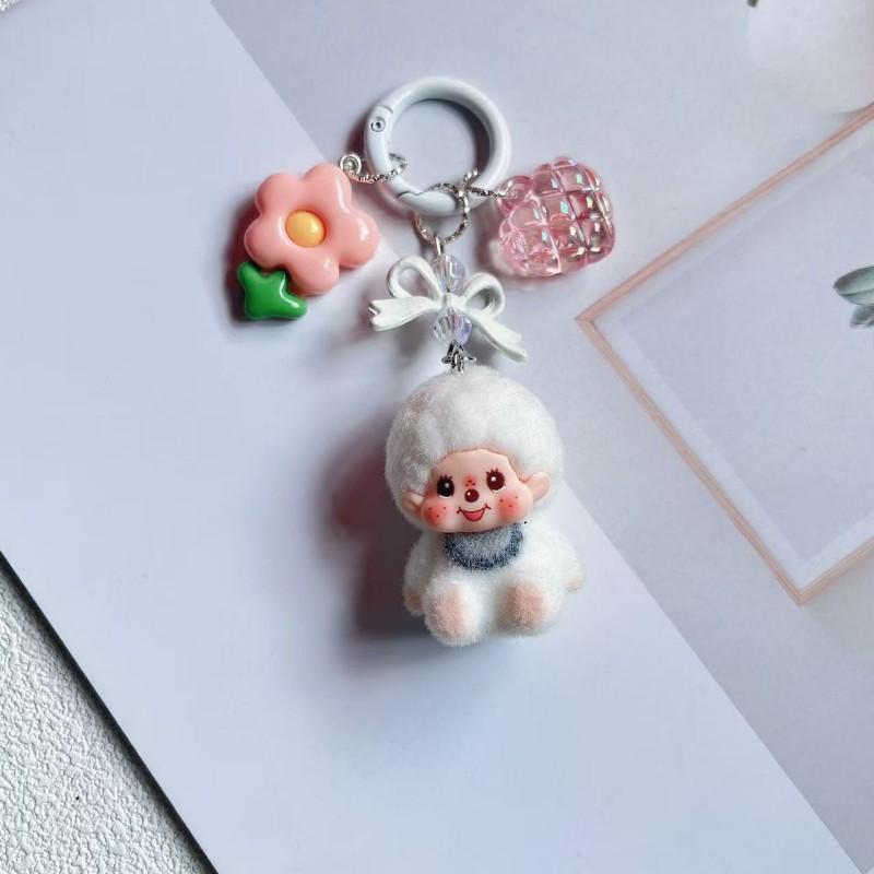 Cartoon Plush Monchhichi Keychain Pendant Cute Plush Monkey Pendant Phone Chain Decoration Monchhichi Mini Plush Bag Pendant