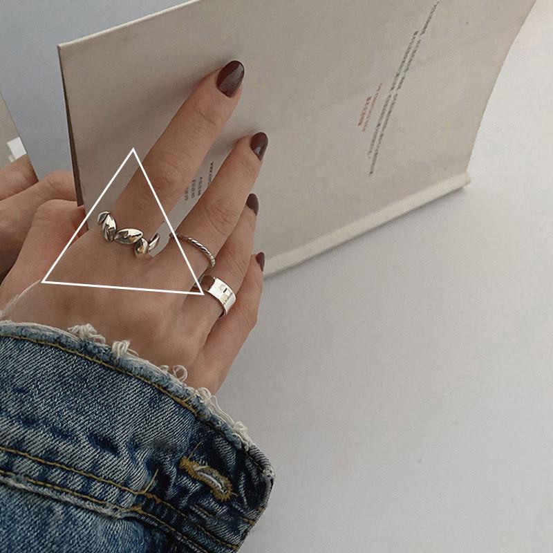 Minimalist 925 Stylish Sterling Silver Adjustable Ring Unique Irregular Shape For Fashion Trendy