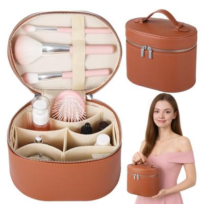 Travel Makeup Vanity Bag Waterproof Bag with Divider Faux Leather Cosmetic Organizer And Handle Portable Toiletry