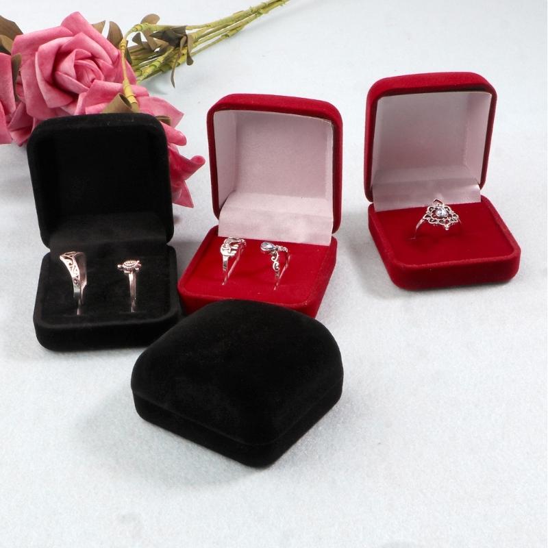 Flip Ring Box Velvet Jewelry Gift Box Wedding Ring Storage Cases for Engagement Wedding Anniversary Valentine's Day