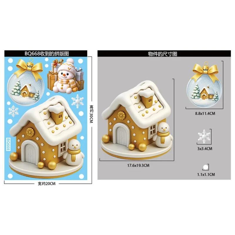 Noel Pencere Çıkartmaları Xmas Ağacı Ev Kar Tanesi Cam Çıkartması Mutlu Noeller Dekorasyon Ev Navidad Hediyeleri Noel
