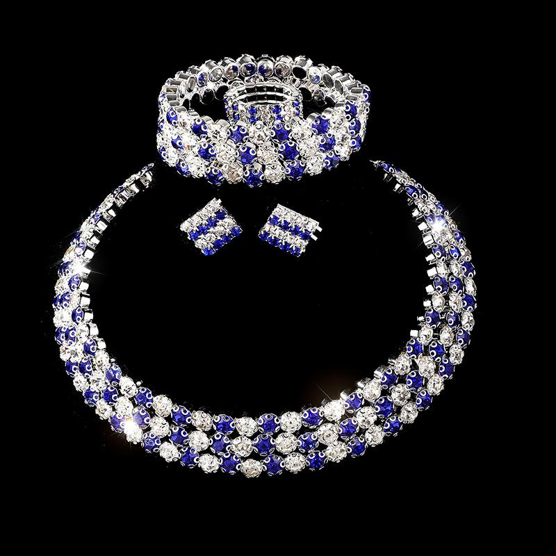 Bridal Wedding Jewelry Bright Diamond Zircon Ring Bracelet Necklace Earrings Four-piece Female
