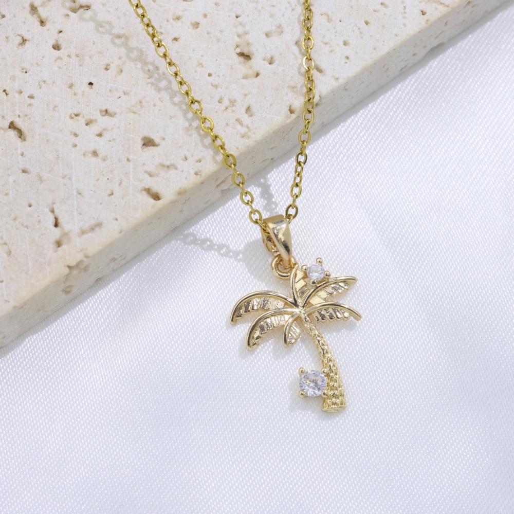 

Simple Coconut Tree Pendant Necklaces for Women Fashion Zirconia Necklace Wedding Party Jewelry Accessories золотой