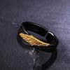 Unisex Adjustable Open Ring With Black Gold Flame Motif Geometric Design Vintage Minimalist Statement Jewelry