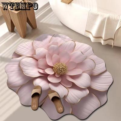 3D Flower Carpet Absorbent Floor Mat Living Room Dressing Room Non Slip Floor Mat Bedroom Bedside Carpet