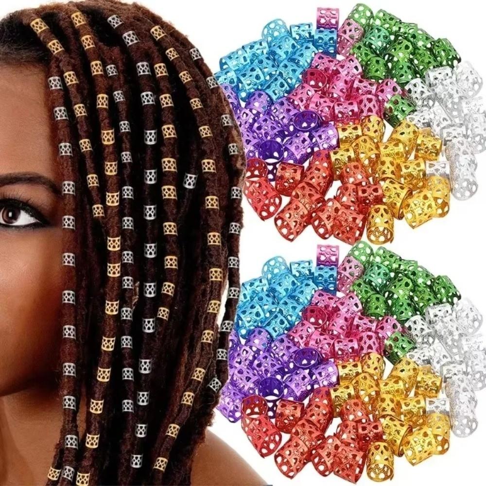 100PCS Aluminum Hair Jewelry Rings Colorful Braid Decoration Rings For Women And Girls