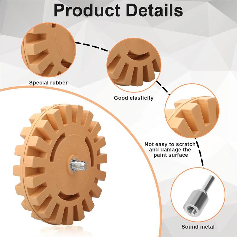 Auto Repair Paint Tool 15/20mm Foil Eraser Polishing Eraser Wheel Decal Remover Rubber Eraser Wheel To Remove Foil Glue Stickers
