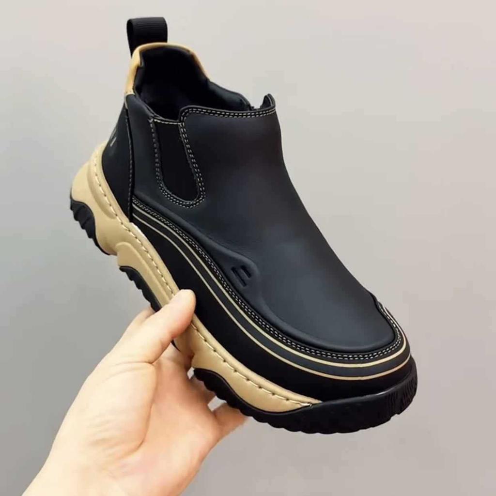 Men's Shoes 2025 New Soft-soled Soft-faced Leather Thick-soled Heightened Lightweight and Durable Non-slip One-pedal Leather Shoes Men's Sports