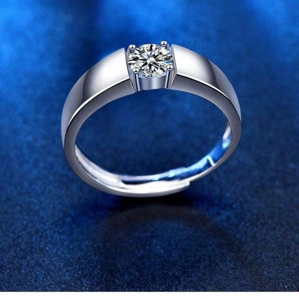 Moissanite Adjustable Couple Rings with Engraving for Weddings