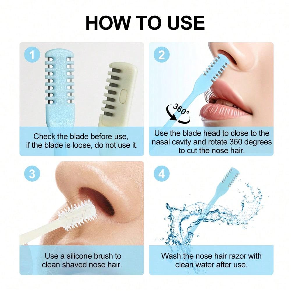 1pcs Double-Sided Knife Nose Hair Trimmer Portable Manual Nose Hair Removal Razor For Men & Women, Washable 360 Degree Rotating For Nose Hair