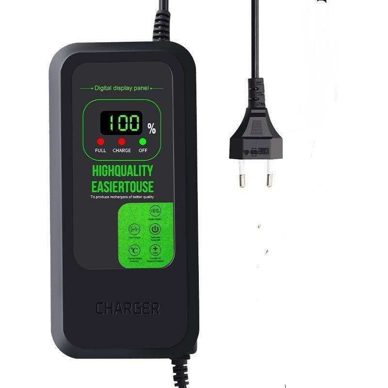 Lithium-Batterieladegerät 36V 42V / 48V 54.6V 2A 5A Digitalanzeige Netzteiladapter Dc55*25Mm Mit Lüfter EU