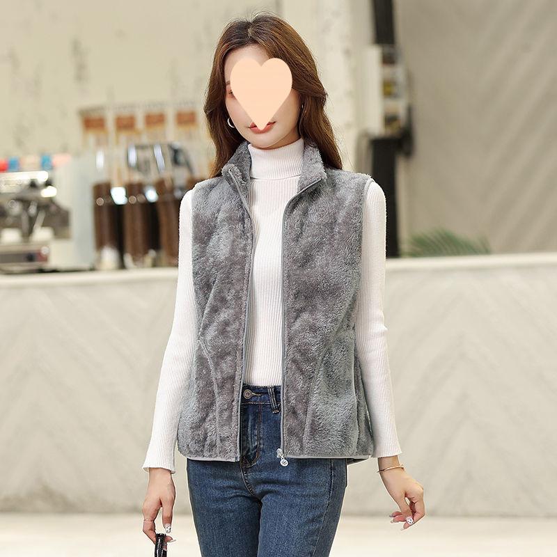 Vest Ladies's Winter Double-sided Polar Fleece Vest Large Size Loose WaistJacket Short Warm Western Style Outer Wear Vest